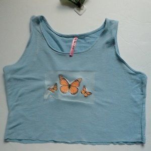 Blue Butterfly Diy Crop Top